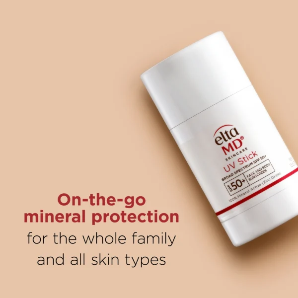 EltaMD UV Stick Broad-Spectrum SPF 50+ is a 100% mineral sunscreen stick with antioxidant protection that is easy to apply and ideal for on-the-go and reapplication.